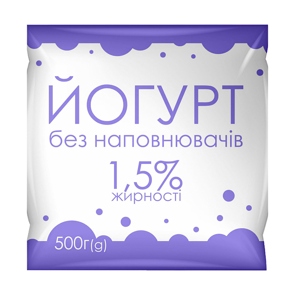 Йогурт МОЛОКОЗАВОД №1 без наповнювачів 1,5%, 500г, плівка поліетиленова